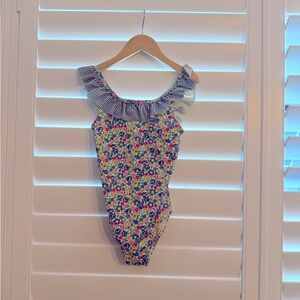 Mini Boden Floral Swimsuit with Ruffle